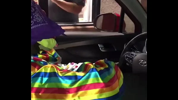 Clown gets dick sucked while ordering food