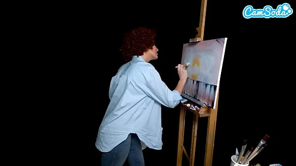 Big Tits MILF Ryan Keely Cosplay As Bob Ross Gets Horny During Painting Tutorial