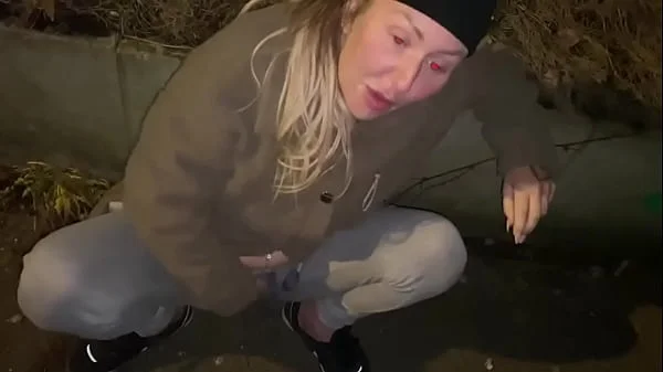 Offered a drink on the street to take a cum shot