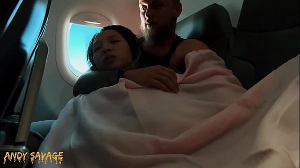PUBLIC fingering asian on an airplane MILE HIGH CLUB