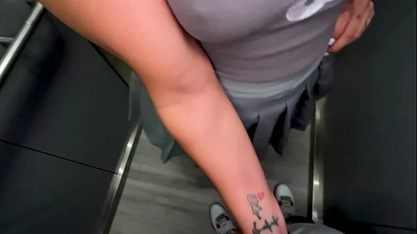Cuckold Neighbor Fucks Girl Next Door when she flirts with him in the Elevator, POV and Cum in Mouth! Kylei Ellish