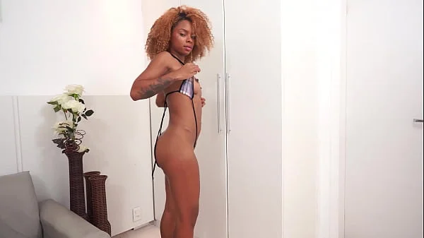Rebeca Villar, cute Brazilian ebony, fucked by 2 big dicks (Anal, DP, ATM, BBC, ebony, 2on1)OB155
