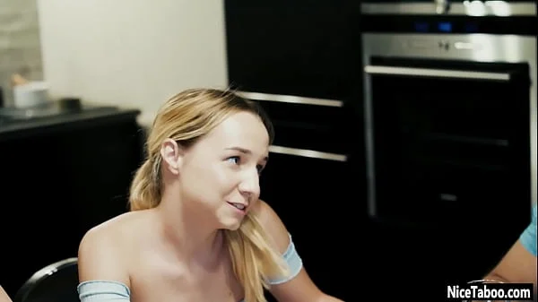 Teens stepdad fucked her petite friend Mona Blue so hard in front of her