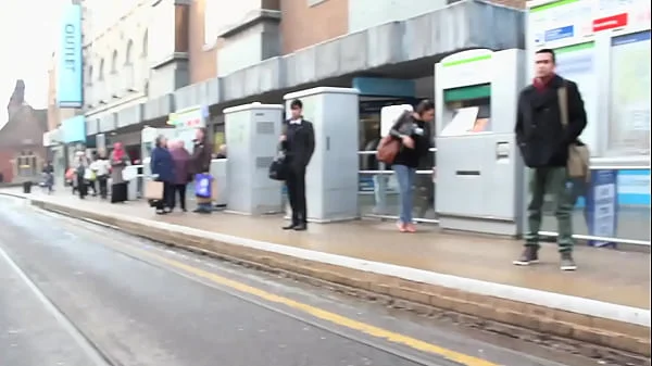 Beautiful and very slutty slut shows her ass in public while pissing between her legs