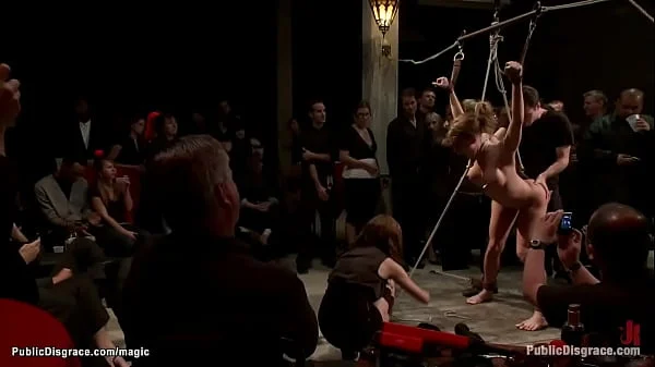 Bound slave dp fucked in public