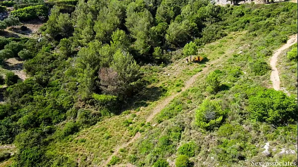 Drone catches young couple fucking outdoors